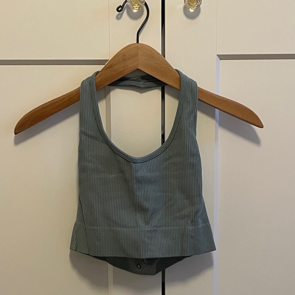 Light Blue Ribbed Crop Top - Picture 2 of 2